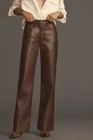 AGOLDE Sloane Leather-Blend Mid-Rise Straight-Leg Pants