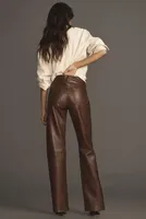 AGOLDE Sloane Leather-Blend Mid-Rise Straight-Leg Pants