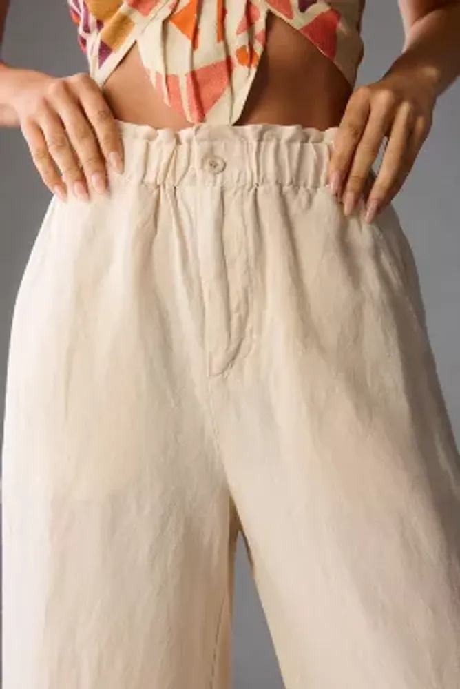 Cloth & Stone Ruffle-Waist Crop Wide-Leg Pants