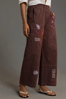 The Izzie Relaxed Pull-On Barrel Pants by Pilcro: Embroidered Edition