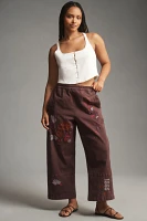 The Izzie Relaxed Pull-On Barrel Pants by Pilcro: Embroidered Edition