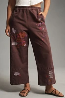 The Izzie Relaxed Pull-On Barrel Pants by Pilcro: Embroidered Edition