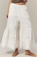 By Anthropologie Lace Petticoat Cropped Wide-Leg Pants