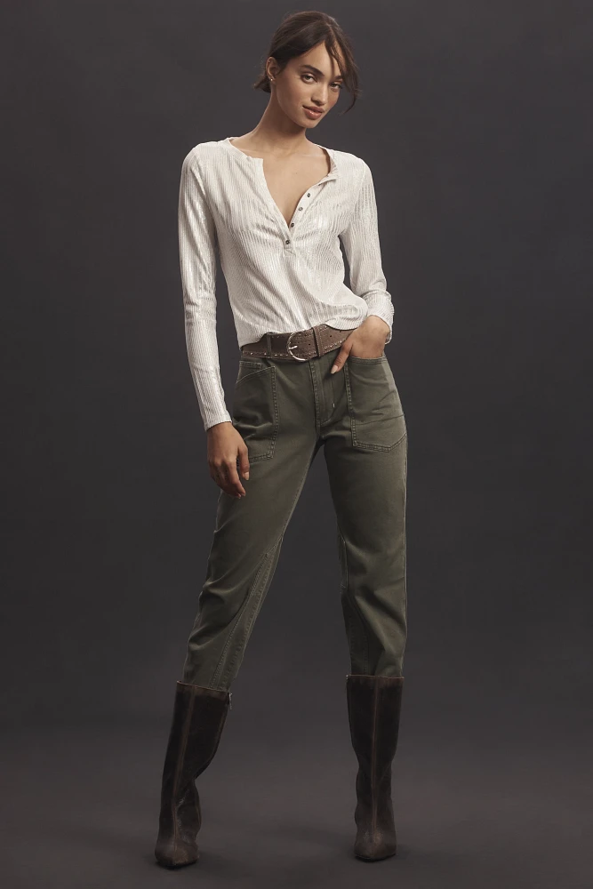 The Wanderer Mid-Rise Relaxed-Leg Pants by Pilcro