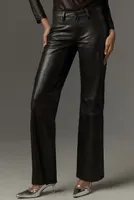 DL1961 Drue Straight Low-Rise Vintage Leather Pants