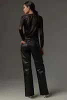 DL1961 Drue Straight Low-Rise Vintage Leather Pants