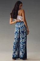 Ranna Gill Printed Linen Pull-On Wide-Leg Pants