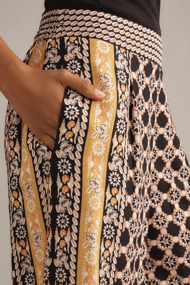 Ranna Gill Printed Linen Wide-Leg Pants