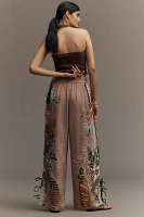 Ranna Gill Linen Blend Printed Side-Bow Wide-Leg Pants
