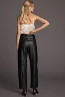 Maeve Faux Leather Taper Pleated Pants