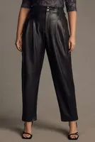 Maeve Faux Leather Taper Pleated Pants
