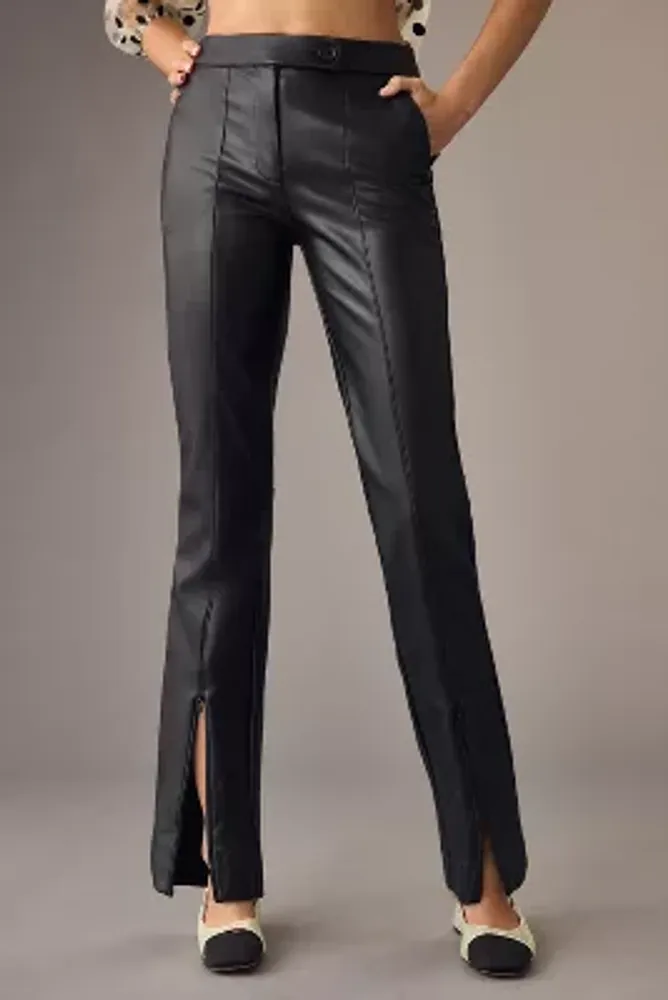 Maeve Faux Leather Ankle-Zip Pants