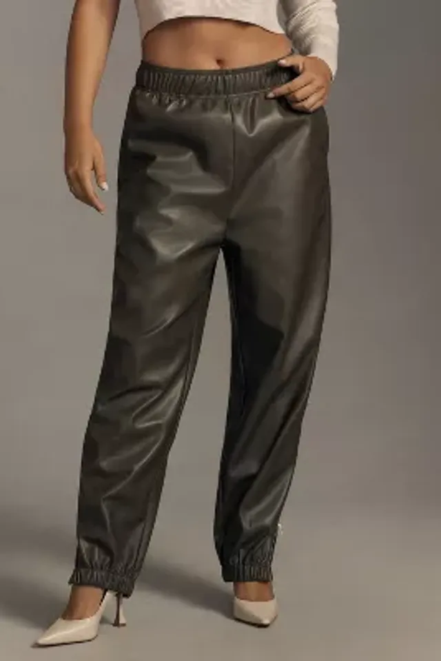 Avec Les Filles Faux Leather Colorblock Flare Pants