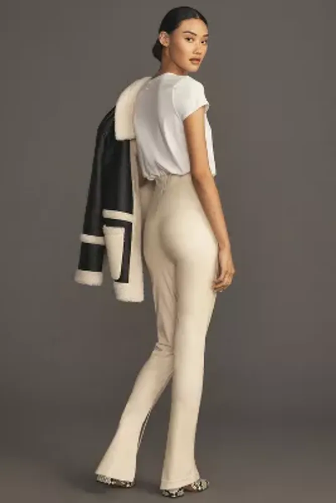 Avec Les Filles Faux Leather Colorblock Flare Pants