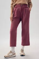 Pilcro Mid-Rise Pleated Crop Trousers