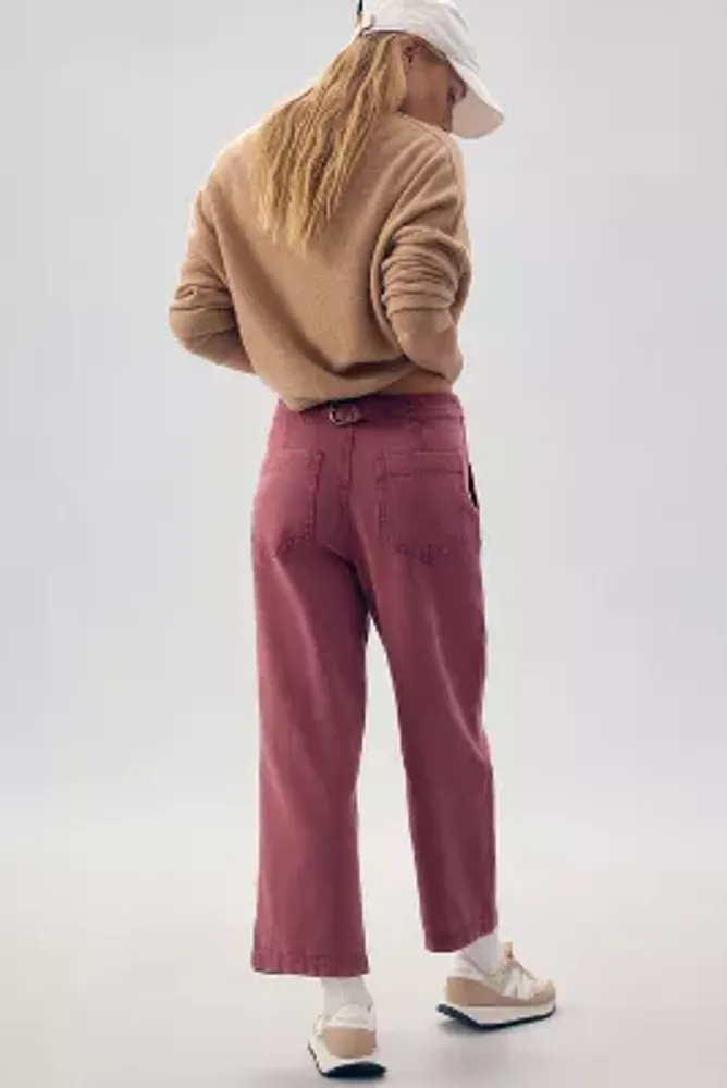 Pilcro Mid-Rise Pleated Crop Trousers