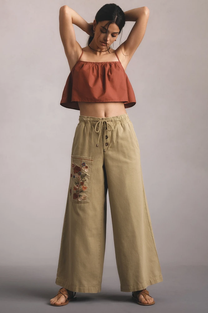 Pilcro Embroidered Pull-On Pants