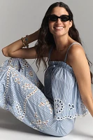 Maeve Eyelet-Stripe Wide-Leg Pants