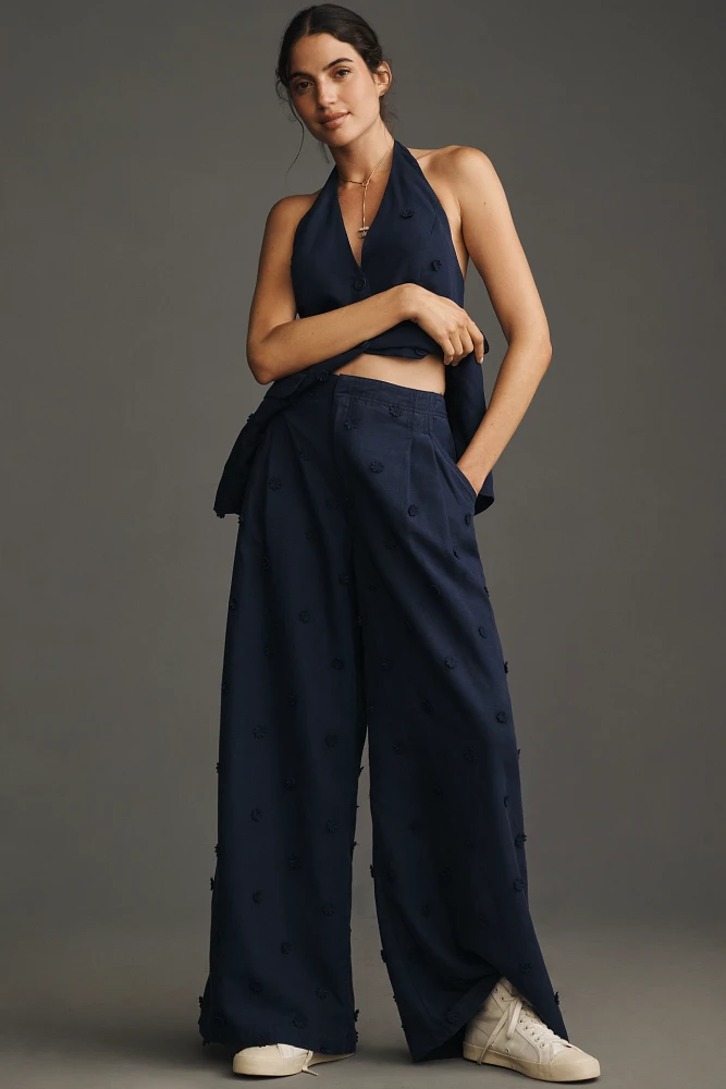 Maeve Tailored Linen Blend Embellished Trousers