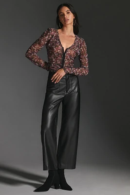 The Colette Cropped Wide-Leg Pants by Maeve: Faux-Leather Edition