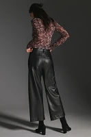 The Colette Cropped Wide-Leg Pants by Maeve: Faux Leather Edition