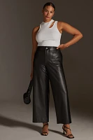 The Colette Cropped Wide-Leg Pants by Maeve: Faux Leather Edition