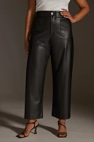 The Colette Cropped Wide-Leg Pants by Maeve: Faux Leather Edition