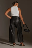 The Colette Cropped Wide-Leg Pants by Maeve: Faux Leather Edition