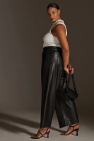 The Colette Cropped Wide-Leg Pants by Maeve: Faux Leather Edition