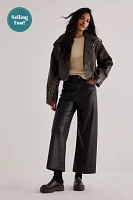 The Colette Cropped Wide-Leg Pants by Maeve: Faux-Leather Edition