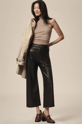 The Colette Cropped Wide-Leg Pants by Maeve: Faux Leather Edition