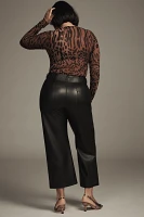 The Colette Cropped Wide-Leg Pants by Maeve: Faux-Leather Edition