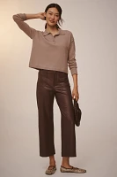 The Colette Cropped Wide-Leg Pants by Maeve: Faux-Leather Edition