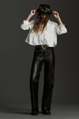 The Naomi Wide-Leg Flare Pants by Maeve: Faux Leather Edition