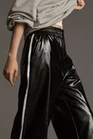 Maeve Faux Patent Leather Sporty Pull-On Pants