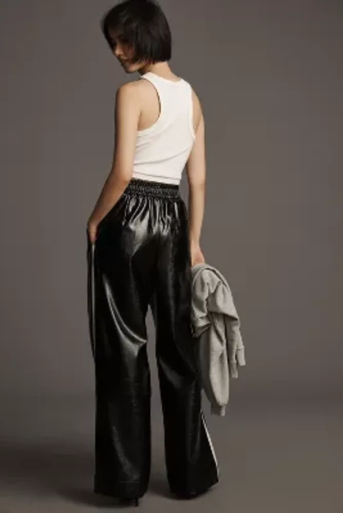 Maeve Faux Patent Leather Sporty Pull-On Pants