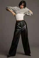 Maeve Faux Patent Leather Sporty Pull-On Pants