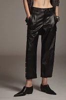 By Anthropologie Faux-Leather Utility Pants