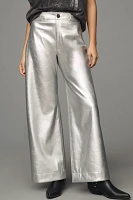 The Ettie High-Rise Crop Wide-Leg Pants by Maeve: Metallic Faux-Leather Edition