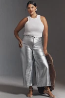 The Ettie High-Rise Crop Wide-Leg Pants by Maeve: Metallic Faux-Leather Edition