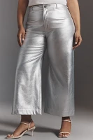 The Ettie High-Rise Crop Wide-Leg Pants by Maeve: Metallic Faux-Leather Edition