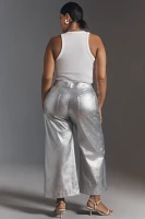 The Ettie High-Rise Crop Wide-Leg Pants by Maeve: Metallic Faux-Leather Edition