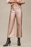 The Colette Cropped Wide-Leg Pants by Maeve: Metallic Faux-Leather Edition