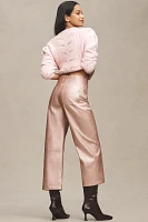 The Colette Cropped Wide-Leg Pants by Maeve: Metallic Faux-Leather Edition