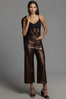 The Colette Cropped Wide-Leg Pants by Maeve: Faux-Leather Edition