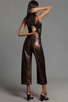 The Colette Cropped Wide-Leg Pants by Maeve: Faux-Leather Edition