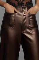 The Colette Cropped Wide-Leg Pants by Maeve: Faux-Leather Edition