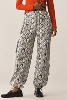 Lamarque Bobbi Faux-Leather Python Print Cargo Pants