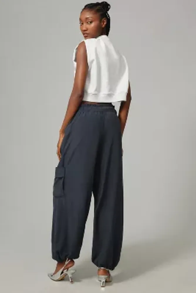 By Anthropologie Ruched Poplin Parachute Pants