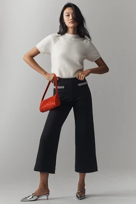 The Colette Cropped Wide-Leg Pants by Maeve: Rhinestone Pocket Edition